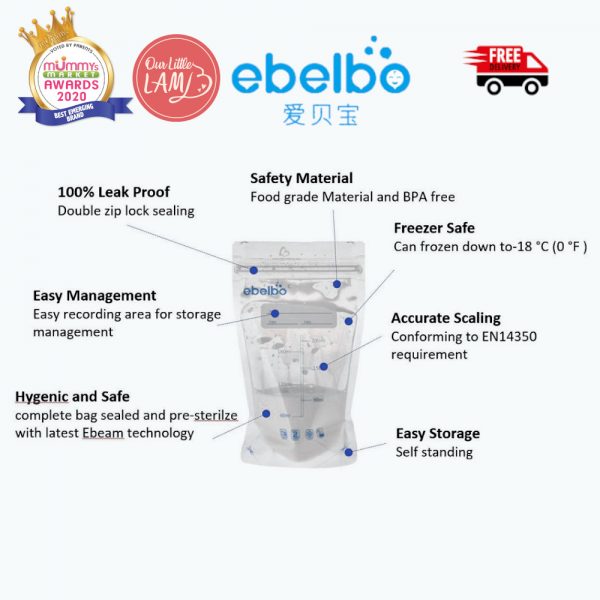 Ebelbo Premium Disposable Milk Storage Bag (150ml) Singular Pack - Image 2